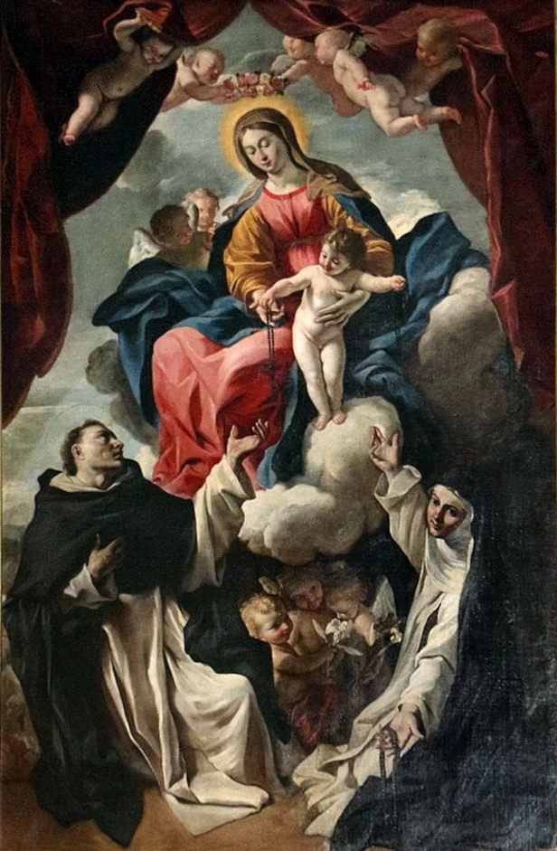 96-Madonna del rosario coi ss. Domenico e Caterina da Siena - Chiesa di san Domenico, Siena